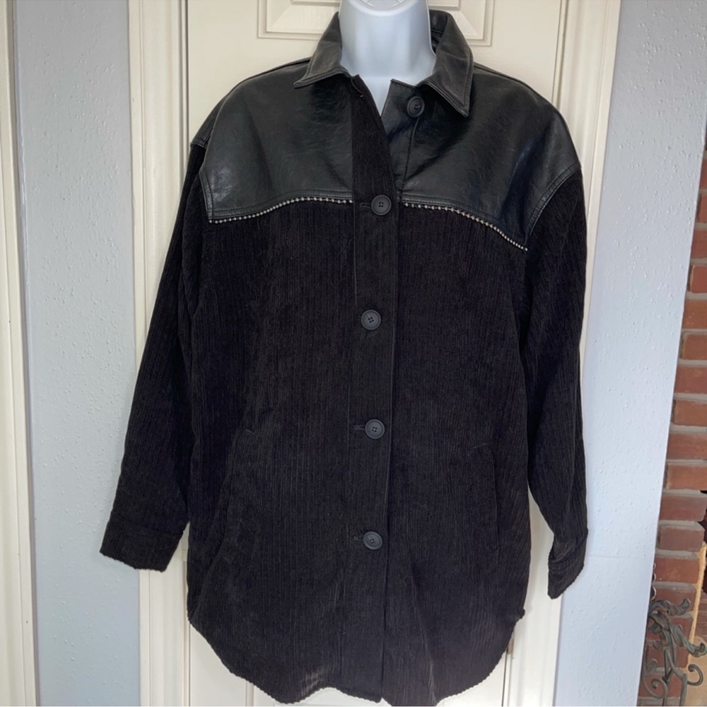 Zara Contrasting Corduroy Oversized Shirt.